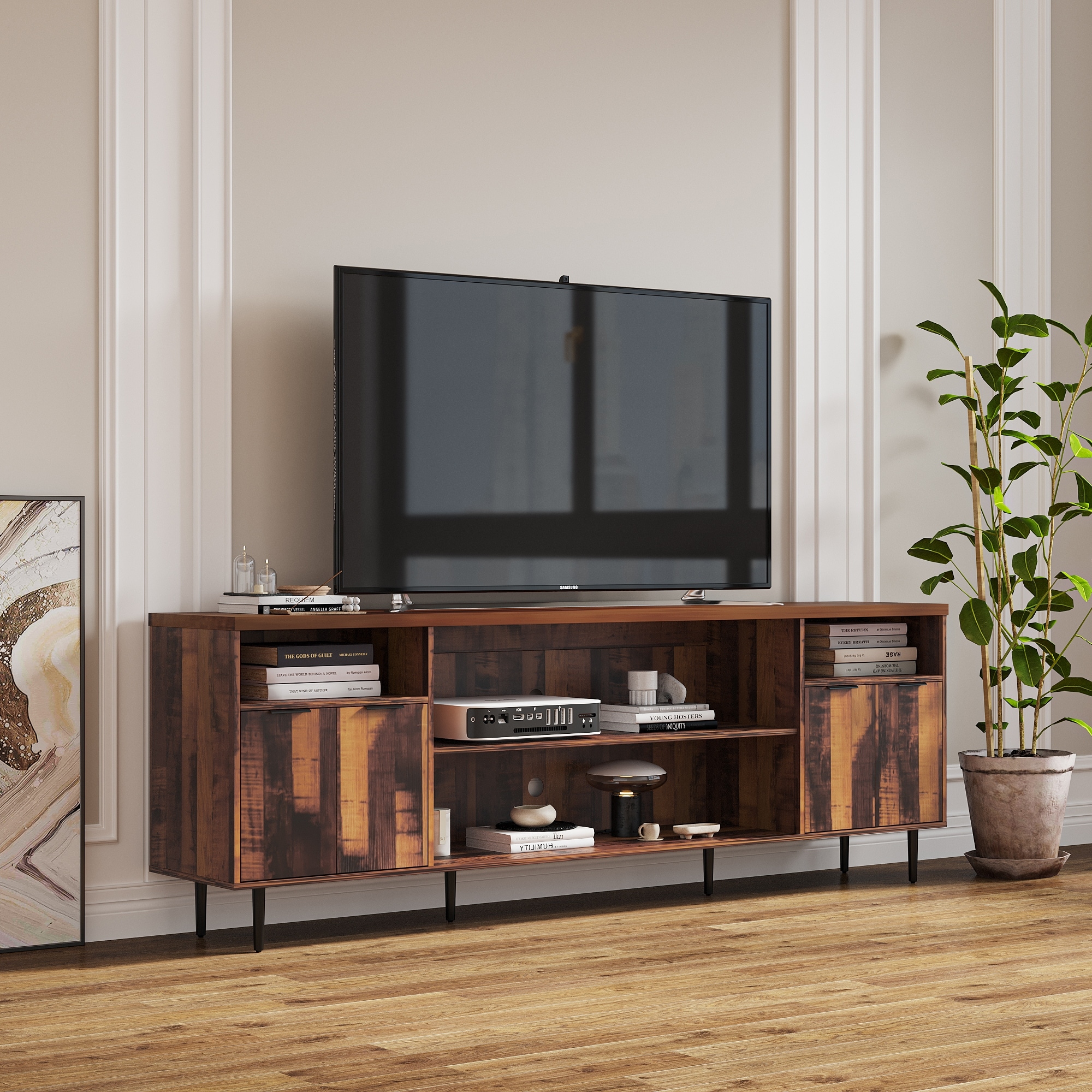 85 Tv Stand Modern Wooden Media Entertainment Center Tv Console Table