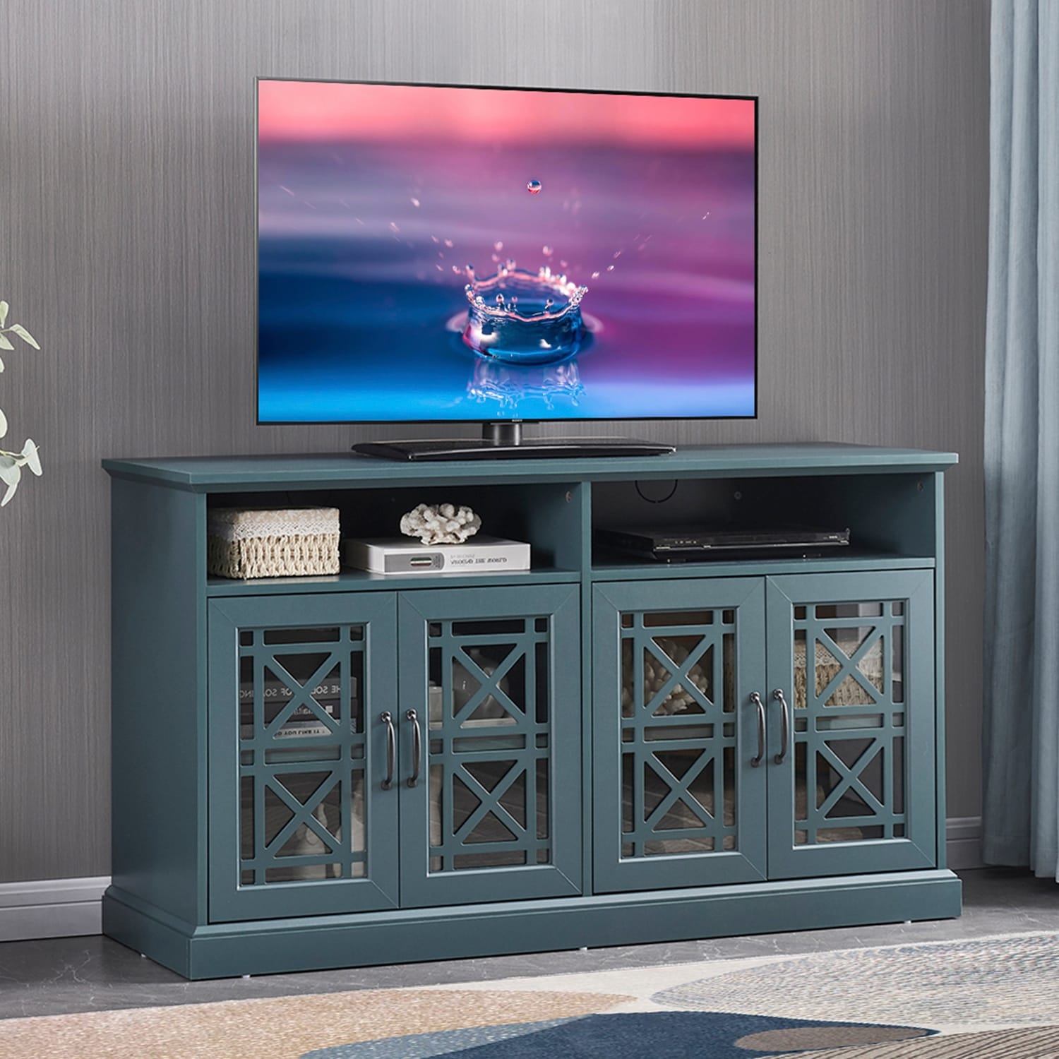 Multifunctional Storage Buffet Cabinet With Glass Doors And Adjustable Shelves  Tv Console Or Sideboard