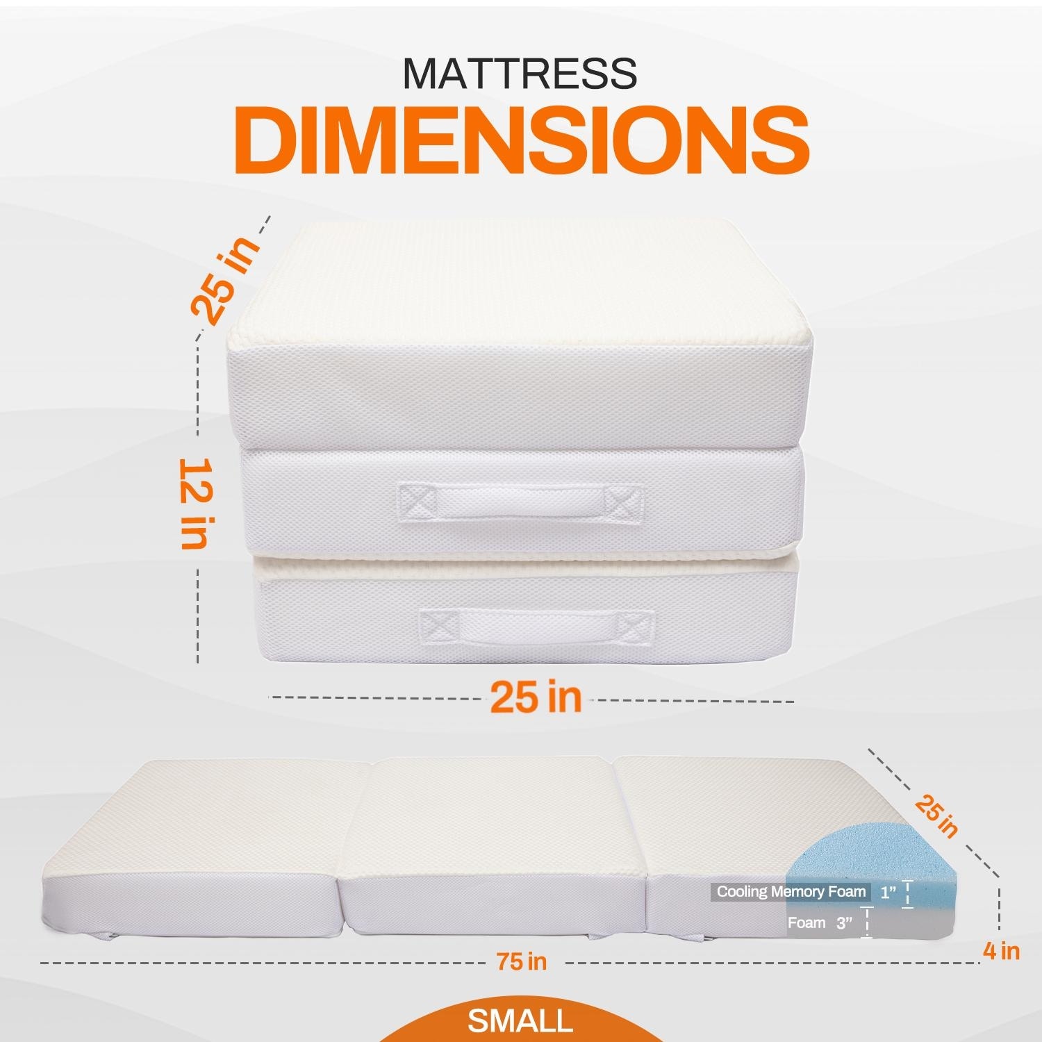 Cheer Collection Tri-fold 4 Folding Mattress With 1 Gel Infused Memory Foam