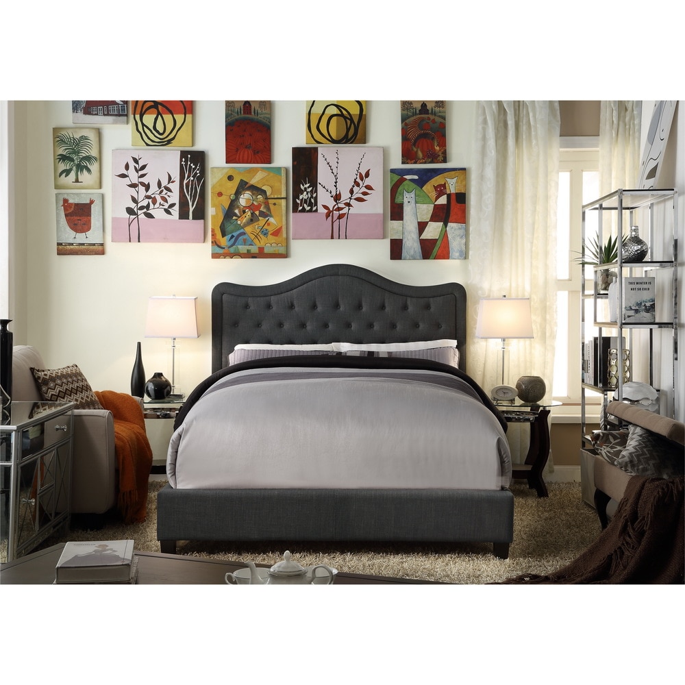 Moser Bay Adella Linen Tufted Upholstered Queen Size Bed Frame
