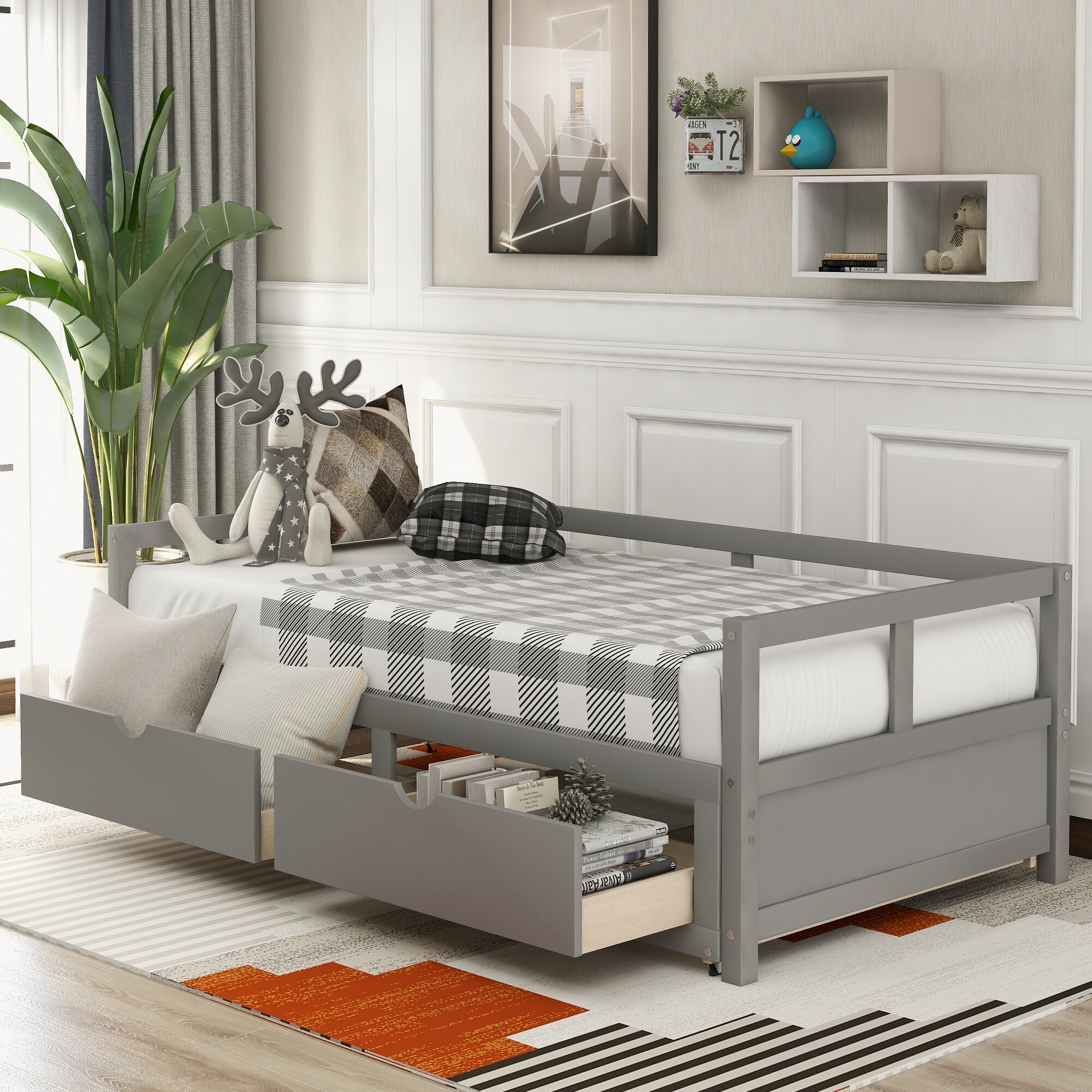 Rakisha Wooden Daybed With Trundle And Drawers