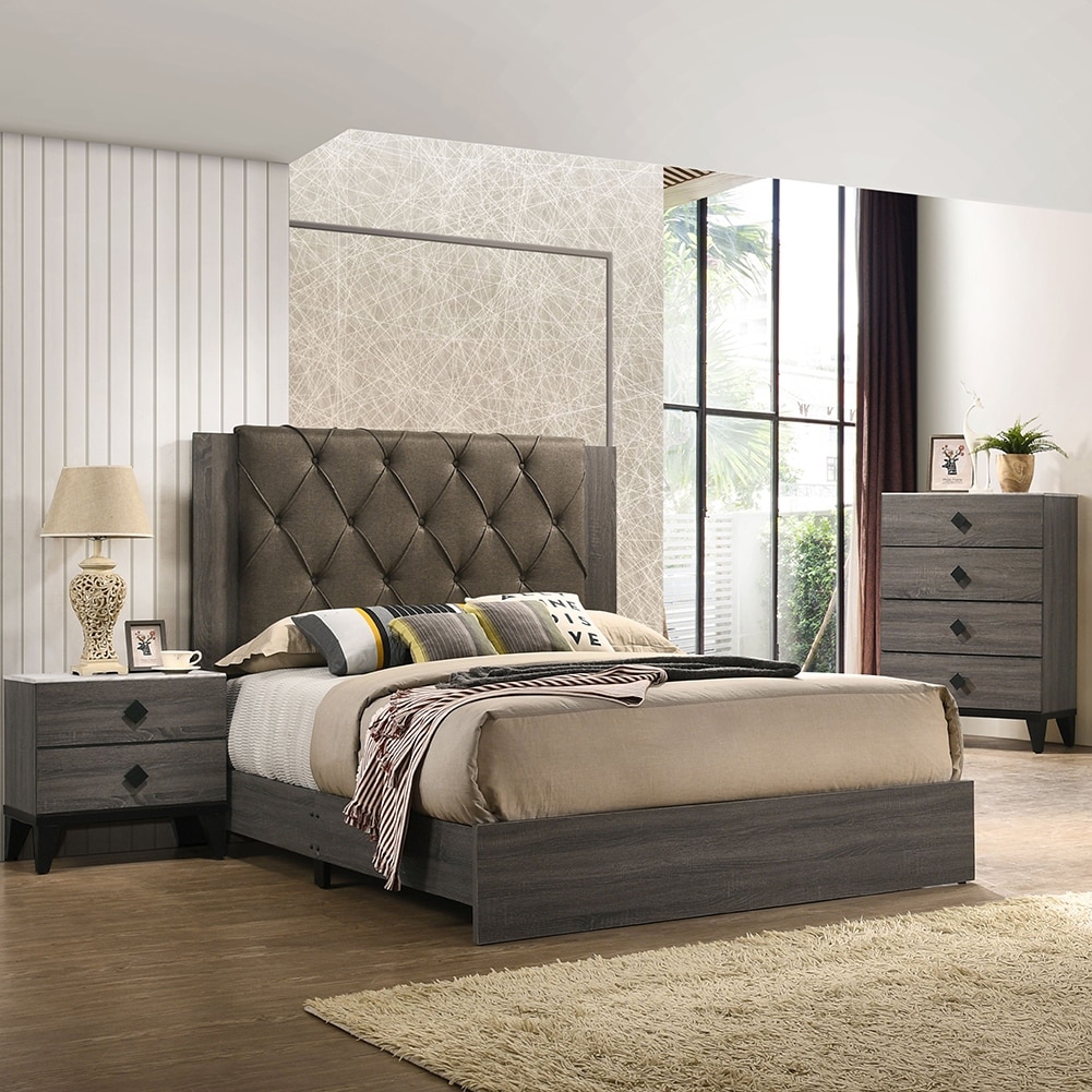 King Bed In Rustic Oak And Gray