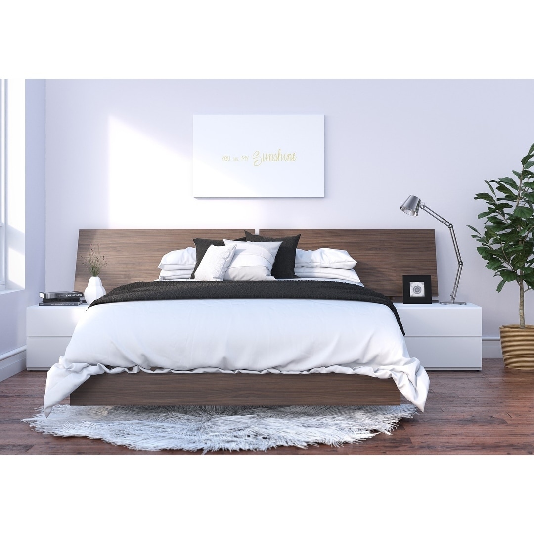 Nexera Denali 4 Piece Bedroom Set  Walnut And White
