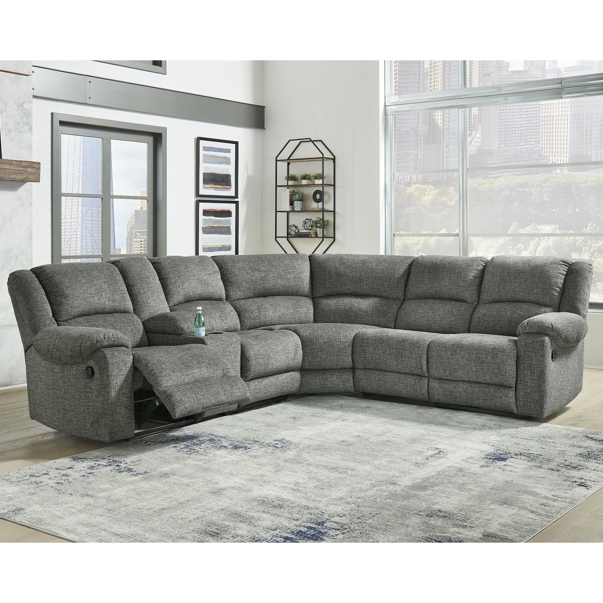 Signature Design By Ashley Goalie Pewter 6-piece Reclining Sectional - Pewter - 141 W X 128 D X 41 H