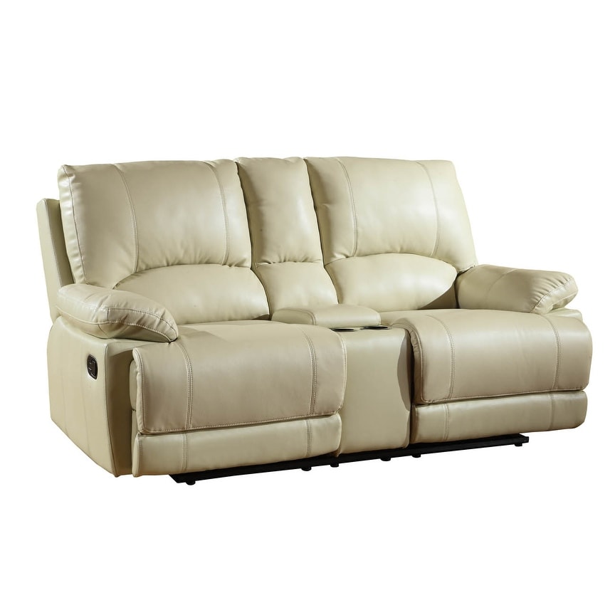 Leather Air/match Upholstered Living Room Recliner Console Loveseat