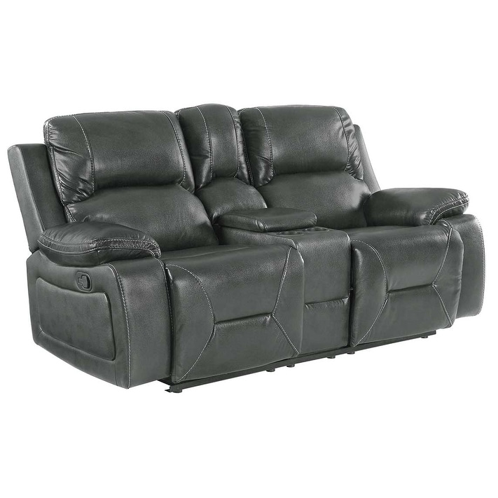 Leather Air/match Upholstered Living Room Recliner Console Loveseat