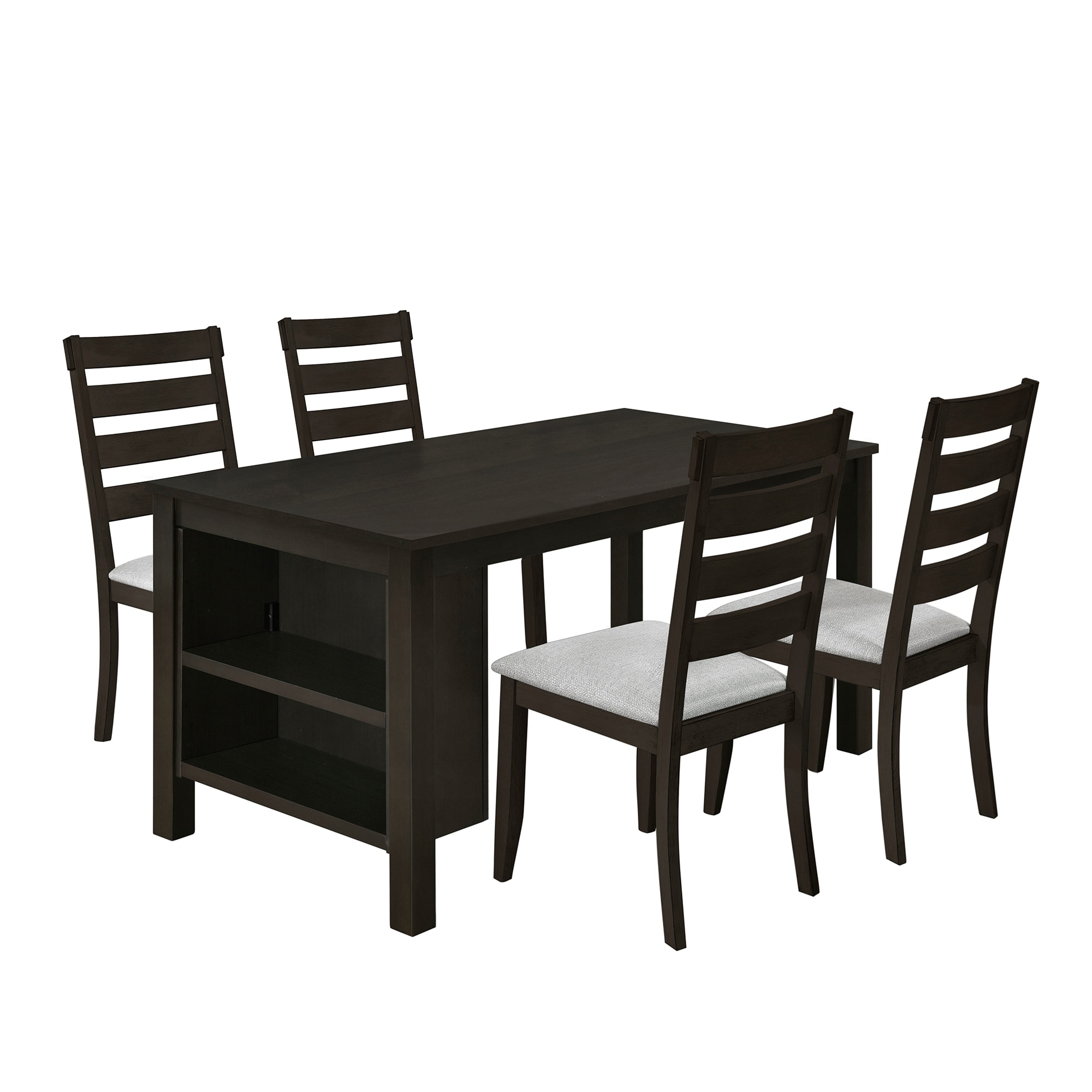 5-piece Dining Table Set With 2-tier Storage Shelves